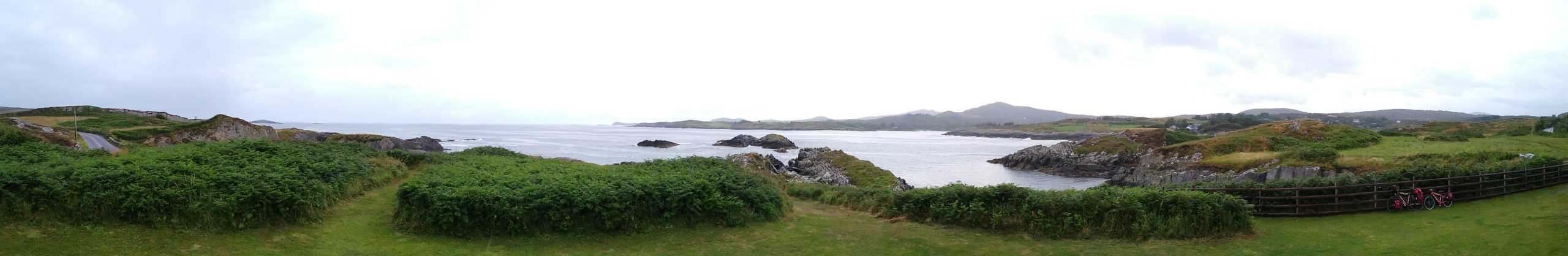 Panoramic view across bay from atop Alter Wedge Tomb